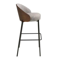 Rackhams Grey and Walnut Fabric Stool 4127 - thumbnail 6