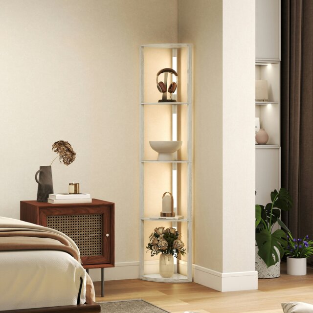 Rackhams Corner Floor Lamp with Dimmable Warm White LED Light, Oak - Oak - image 1