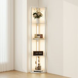 Rackhams Corner Floor Lamp with Dimmable Warm White LED Light, Oak - Oak - thumbnail 2