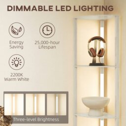 Rackhams Corner Floor Lamp with Dimmable Warm White LED Light, Oak - Oak - thumbnail 4