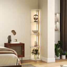 Rackhams Corner Floor Lamp with Dimmable Warm White LED Light, Oak - Oak