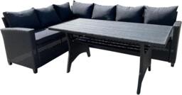 Rackhams Rattan Weatherproof Garden 5 Seater Corner Sofa Lounge Set with Dining Table - Grey - thumbnail 5