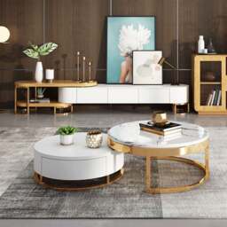 Rackhams Regalia Coffee Table Set, White & Gold - A