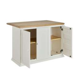 Rackhams Shire Breakfast Bar White Kitchen Storage Trolley with Oak Top Extendable Rolling Kitchen Island - White - thumbnail 6