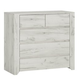 Rackhams Angel 2+3 Chest of Drawers in White Craft Oak - White Oak - Matt - Melamine