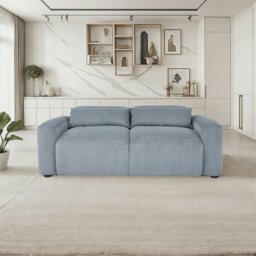 Rackhams Comfy Corduroy Couch with Spring Cushion, Solid Wood Legs, Pillows for Living Room Bedroom - 187CM - Loveseat Sofa - thumbnail 6