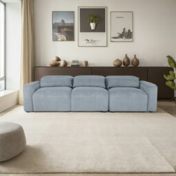 Rackhams Comfy Corduroy Couch with Spring Cushion, Solid Wood Legs, Pillows for Living Room Bedroom - 187CM - Loveseat Sofa - thumbnail 2