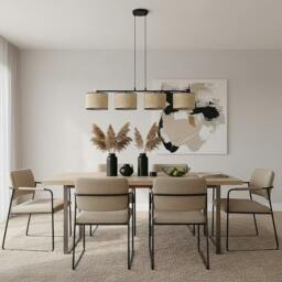 Rackhams ECO Pendant Lamp 4 x E27 Black / Rattan - thumbnail 5