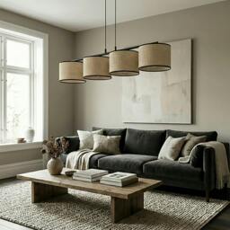 Rackhams ECO Pendant Lamp 4 x E27 Black / Rattan - thumbnail 2