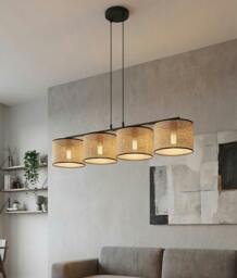 Rackhams ECO Pendant Lamp 4 x E27 Black / Rattan - thumbnail 3