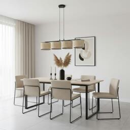 Rackhams ECO Pendant Lamp 4 x E27 Black / Rattan - thumbnail 6
