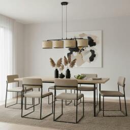 Rackhams ECO Pendant Lamp 4 x E27 Black / Rattan - thumbnail 4