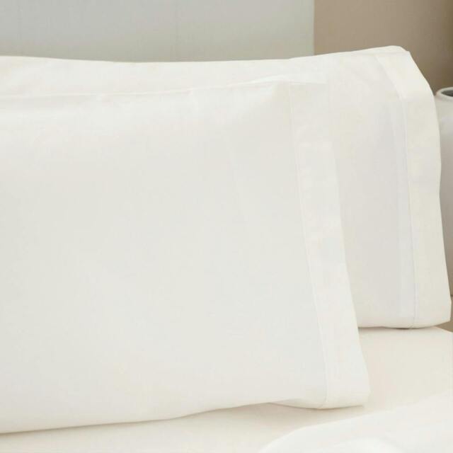 Rackhams 200 Thread Count Egyptian Cotton Housewife Pillowcases (Pair) - Ivory - One Size - Ivory - 100% Egyptian Cotton - image 1