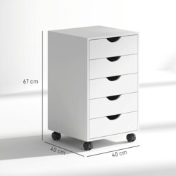 Rackhams Mobile Vertical Filing Cabinet with 5 Drawers for Home Office, White - White - thumbnail 5