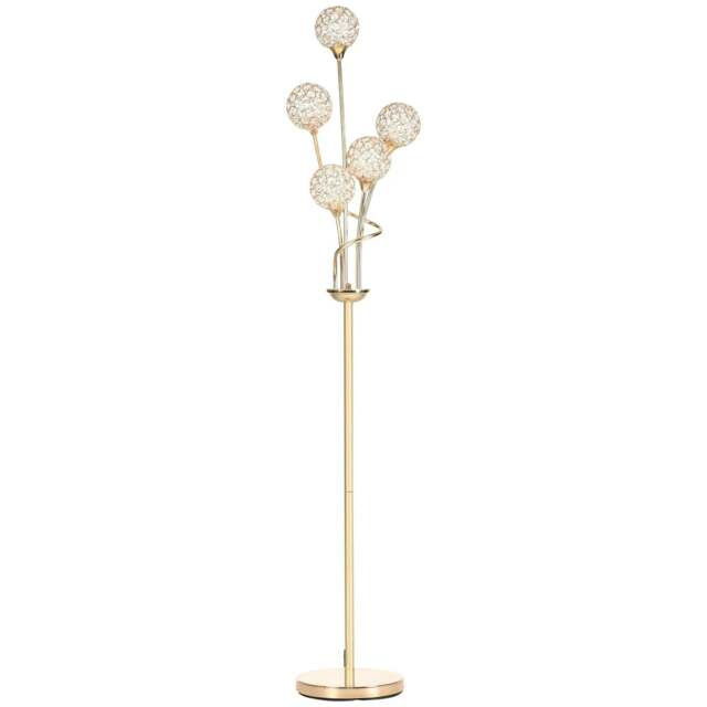 Rackhams Crystal Floor Lamps for Living Room Bedroom with 5 Light, Modern Upright Standing Lamp, 34x25x156cm, Gold Tone - image 1
