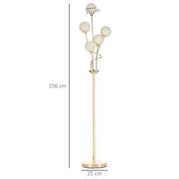 Rackhams Crystal Floor Lamps for Living Room Bedroom with 5 Light, Modern Upright Standing Lamp, 34x25x156cm, Gold Tone - thumbnail 3