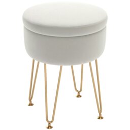 Rackhams 5L Velvet Footstool with Removable Lid for Bedroom - Green - Polyester - 33cm x 33cm x 43cm - thumbnail 2