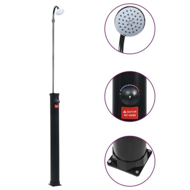 Rackhams Garden Solar Shower Black 215 cm 8 L