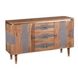 Rackhams Alaina Acacia Wood 2 Doors 3 Drawers Sideboard - Lacquered - Wood - 1 - thumbnail 4