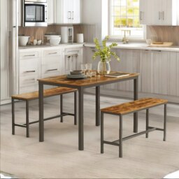Rackhams Kitchen Dining Table and Bench Set Kitchen Rustic Brown - thumbnail 4