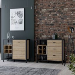 Rackhams High Rock 3 Drawer Display Chest in Matt Black/Riviera Oak - Black & Riviera Oak - Matt - Melamine - thumbnail 5
