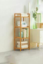 Rackhams 4 Tier Wood Audriel Bookcase - Brown - thumbnail 1