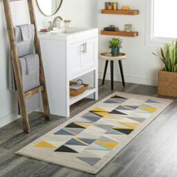 Rackhams City-Geometric Yellow Blue Grey Black Rug - 80 x 220 cm - thumbnail 1