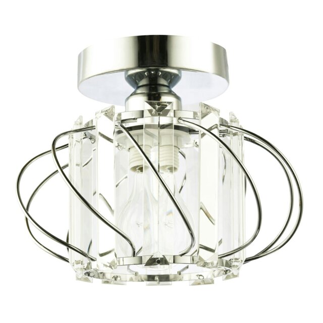 Rackhams Modern Polished Chrome Ceiling Light Fitting with Clear Crystal Glass - image 1