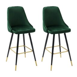 Rackhams 3ft Height Bar Stools with Footrest Set of 2 Velvet Padded - Grey - thumbnail 6