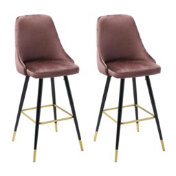 Rackhams 3ft Height Bar Stools with Footrest Set of 2 Velvet Padded - Grey - thumbnail 4