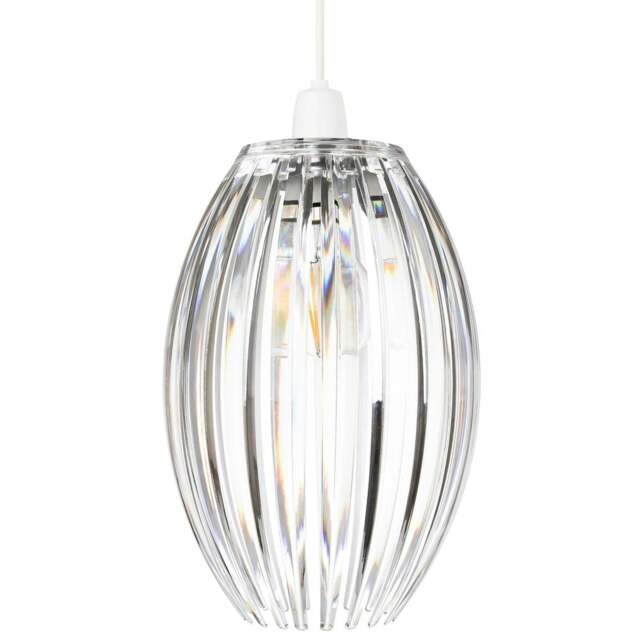 Rackhams Modern Designer Easy Fit Pendant Shade with Beautiful Clear Acrylic Curved Rods - image 1
