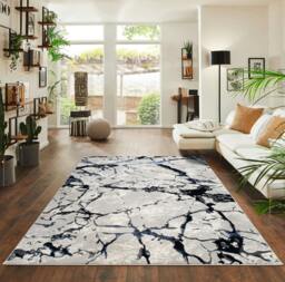 Rackhams Venice Modern Shimmer Rug - Blue - 120cm x 170cm (4ft x 5.5ft) - thumbnail 4