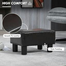 Rackhams PU Leather Footstool Ottoman Cube with 4 Plastic Legs, Brown - thumbnail 4