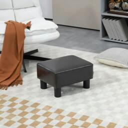 Rackhams PU Leather Footstool Ottoman Cube with 4 Plastic Legs, Brown - thumbnail 2