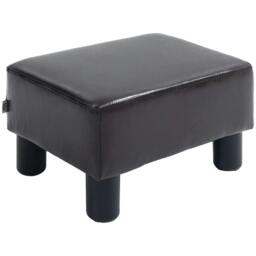 Rackhams PU Leather Footstool Ottoman Cube with 4 Plastic Legs, Brown - thumbnail 1