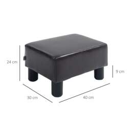 Rackhams PU Leather Footstool Ottoman Cube with 4 Plastic Legs, Brown - thumbnail 3