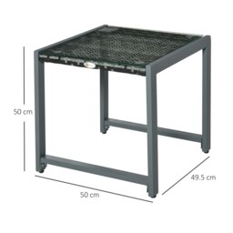 Rackhams Rattan End Table Side Coffee Desk Outdoor Patio Garden Furniture - Grey - Steel, PE Rattan - 50cmx49.5cmx50cm - thumbnail 5