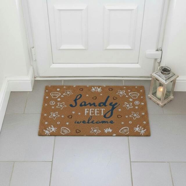 Rackhams Coastal Sandy Feet Welcome Natural Coir Doormat - image 1
