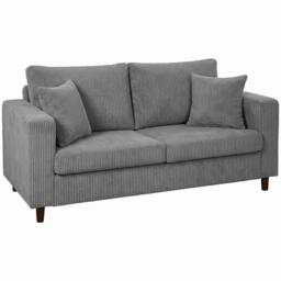 Rackhams Loveseat Sofa with Wide Seat, Corduroy Upholstered, Light Grey - thumbnail 2
