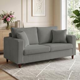Rackhams Loveseat Sofa with Wide Seat, Corduroy Upholstered, Light Grey