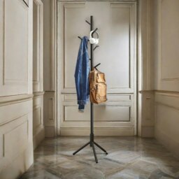 Rackhams Wooden Coat Stand With 8 Hooks Black - thumbnail 3