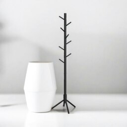 Rackhams Wooden Coat Stand With 8 Hooks Black - thumbnail 2