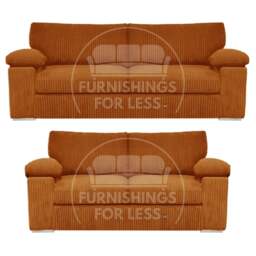 Rackhams Delta Full Jumbo Cord 3 + 2 Seater Sofa Suite - Orange - thumbnail 1