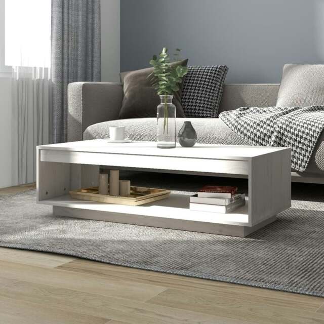 Rackhams Coffee Table White 110x50x33.5 cm Solid Pinewood