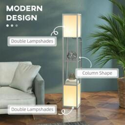 Rackhams Modern Shelf Floor Lamp with Dual Ambient Light, Standing Lamp Living Room, Bedroom, 156cm, Grey - thumbnail 4