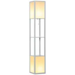 Rackhams Modern Shelf Floor Lamp with Dual Ambient Light, Standing Lamp Living Room, Bedroom, 156cm, Grey - thumbnail 1