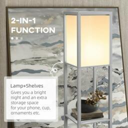Rackhams Modern Shelf Floor Lamp with Dual Ambient Light, Standing Lamp Living Room, Bedroom, 156cm, Grey - thumbnail 5