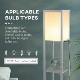 Rackhams Modern Shelf Floor Lamp with Dual Ambient Light, Standing Lamp Living Room, Bedroom, 156cm, Grey - thumbnail 6