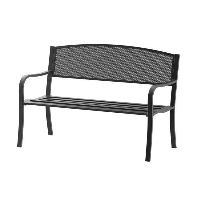 Rackhams Garden Bench Furniture Patio Park 2 Person Chair Seat Steel Black 120cm Outdoor - image 1