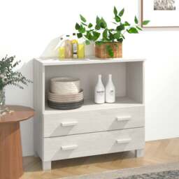 Rackhams Sideboard HAMAR White 85x35x80 cm Solid Wood Pine - White - Solid pinewood, MDF